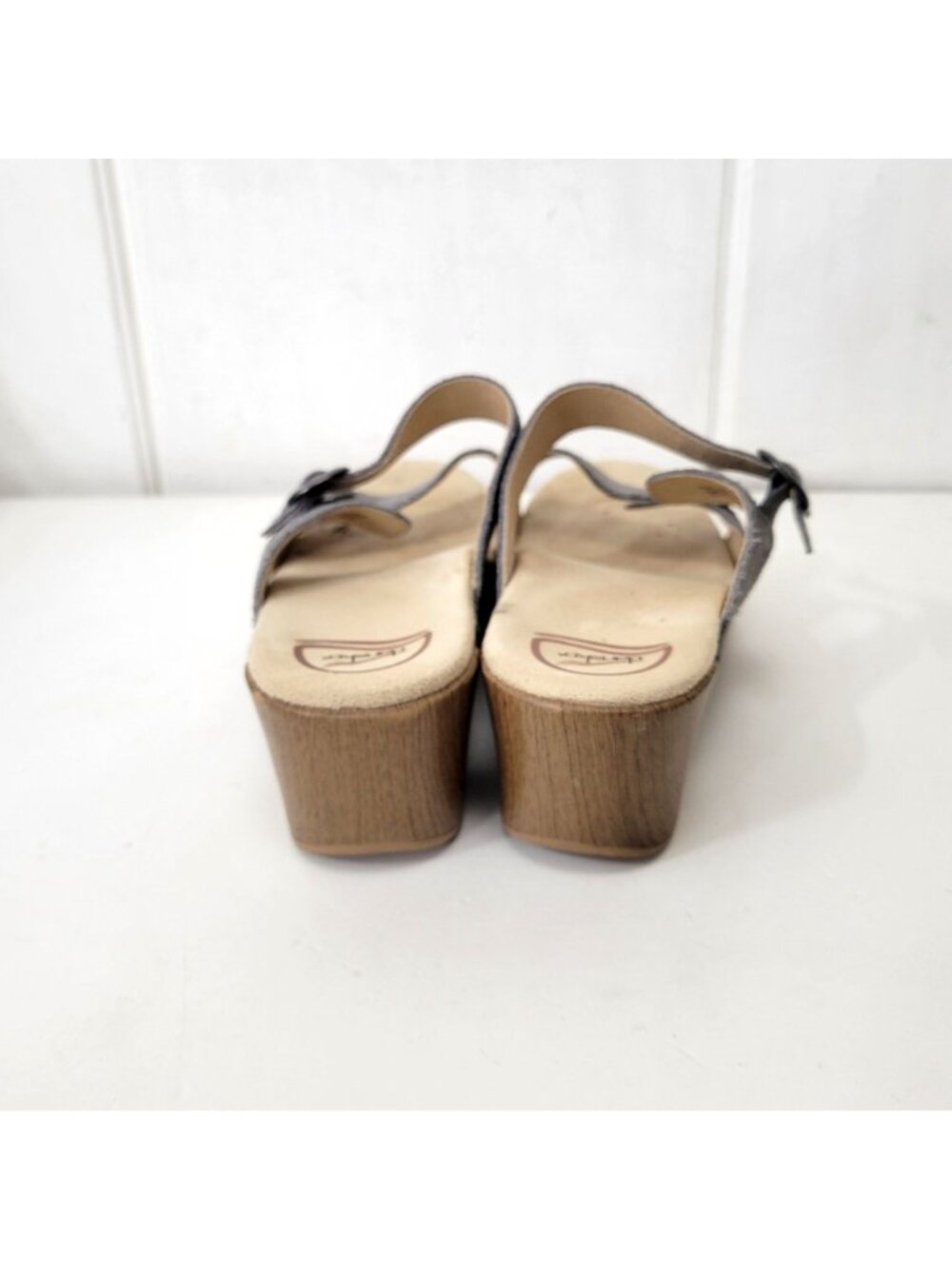 Dansko Sophie Silver Metallic Snakeskin Pattern Leather Platform Wedge Sandals S - Picture 5 of 8
